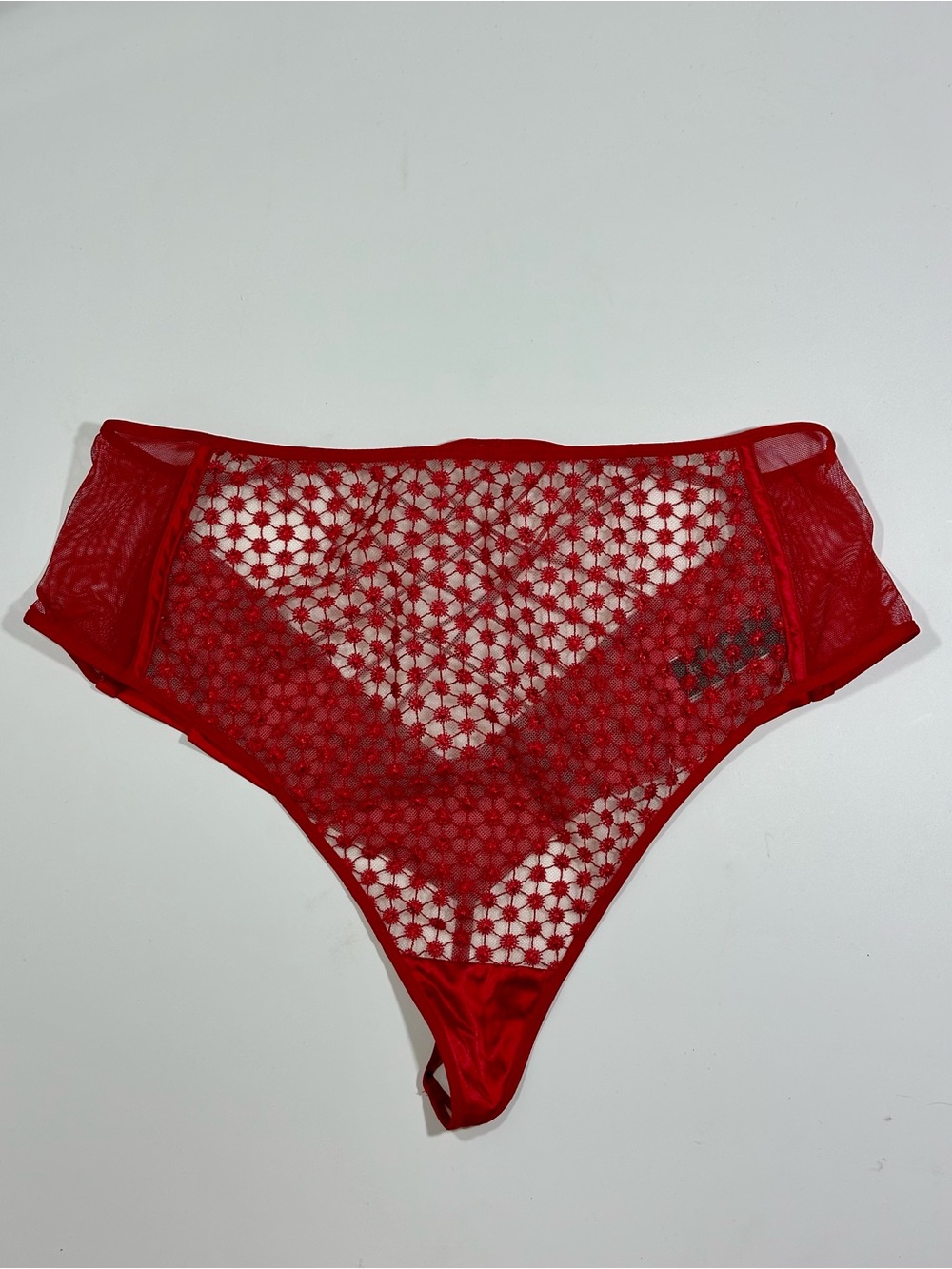 Victoria’s Secret Vintage Red Lace Mesh Strappy Thong Panty L/G